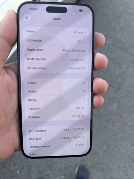 Iphone 15 promax 256Gb dualsim 87% holati ideal