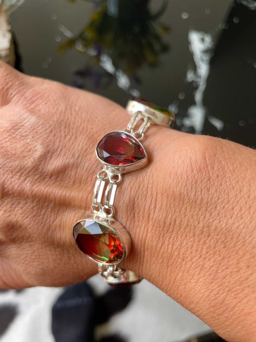 Bratara Argint 925 cu Pietre Semipretioase Turmalina Antichizata