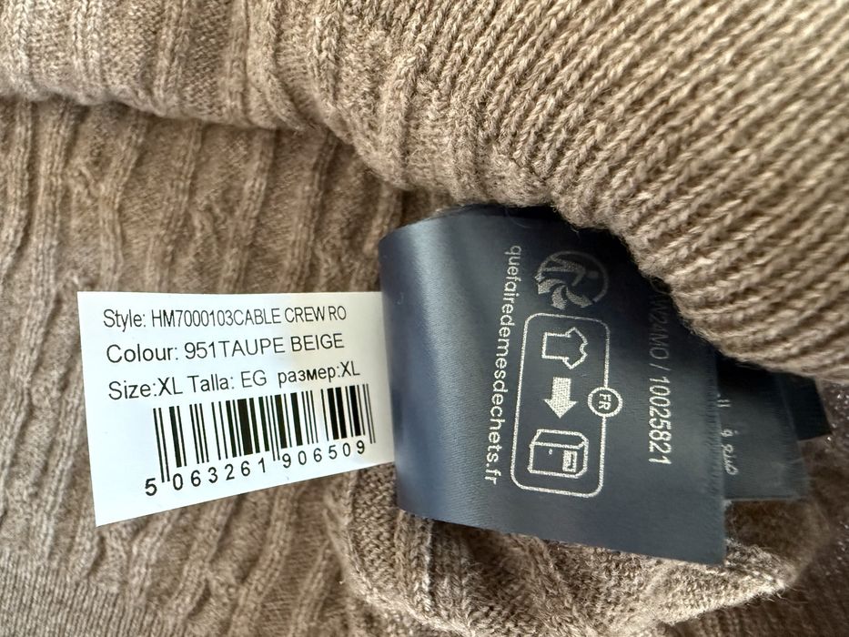 80% вълна Hackett London Cable Crew Lambswool Pullover ОРИГИНАЛ мъжки пуловер - L/XL