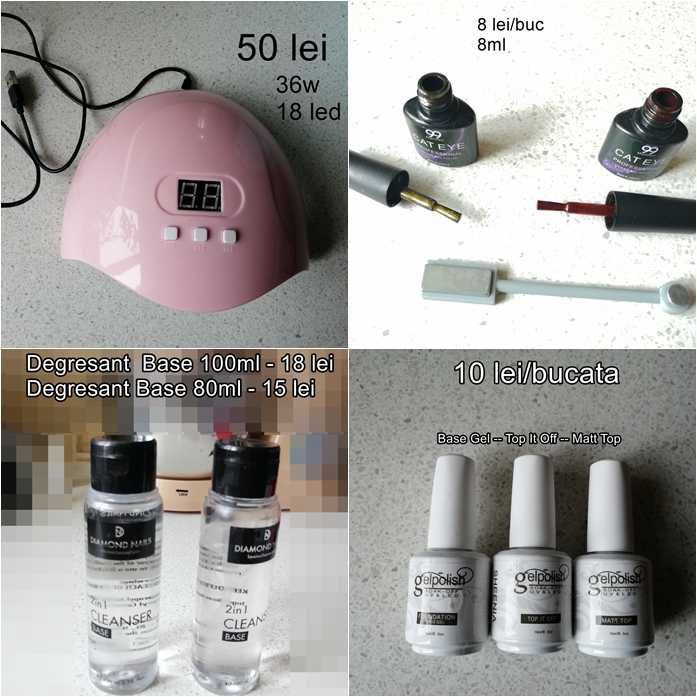 Produse, accesorii manichiura cu gel, lampa UV, lac gel