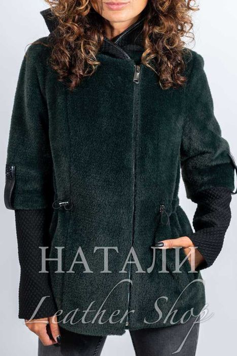 Дамски кожух от алпака с косъм Диана Black