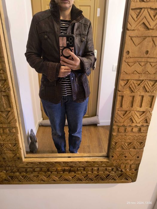 Geaca piele maro, Stadivarius