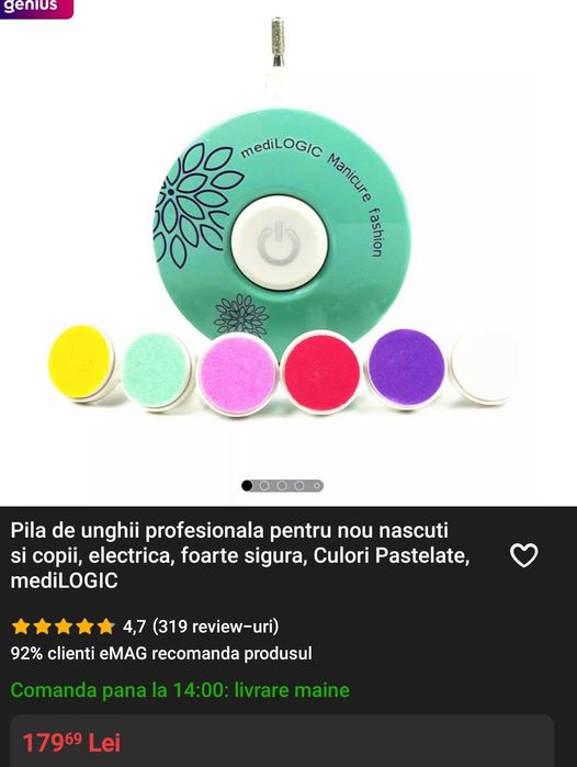 Pila de unghii profesionala pentru nou nascuti si copii, electrica