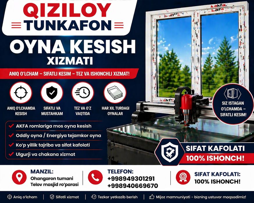 Sifatli oyna kesish xizmatlari