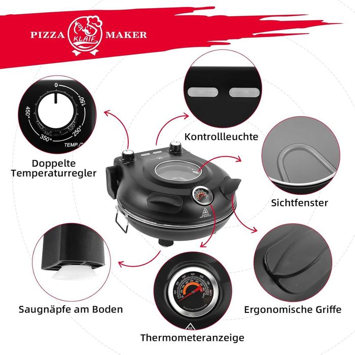 Фурна за пица Klaif 420°C 1200 W, Гаранция