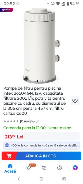 Pompa cu filtru piscina Intex noua, sigilata