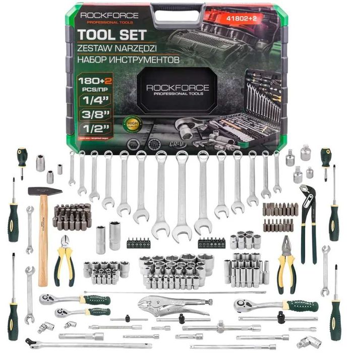 ГЕДОРЕ 180 +2 ЧАСТИ 1/4″, 3/8″, 1/2″ Профи Серия ROCKFORCE