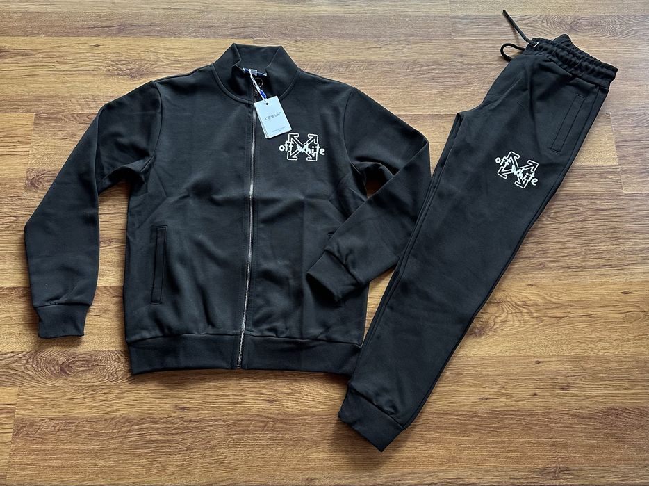 Мъжки,памучен,черен екип OFF White с голяма щампа на гърба
