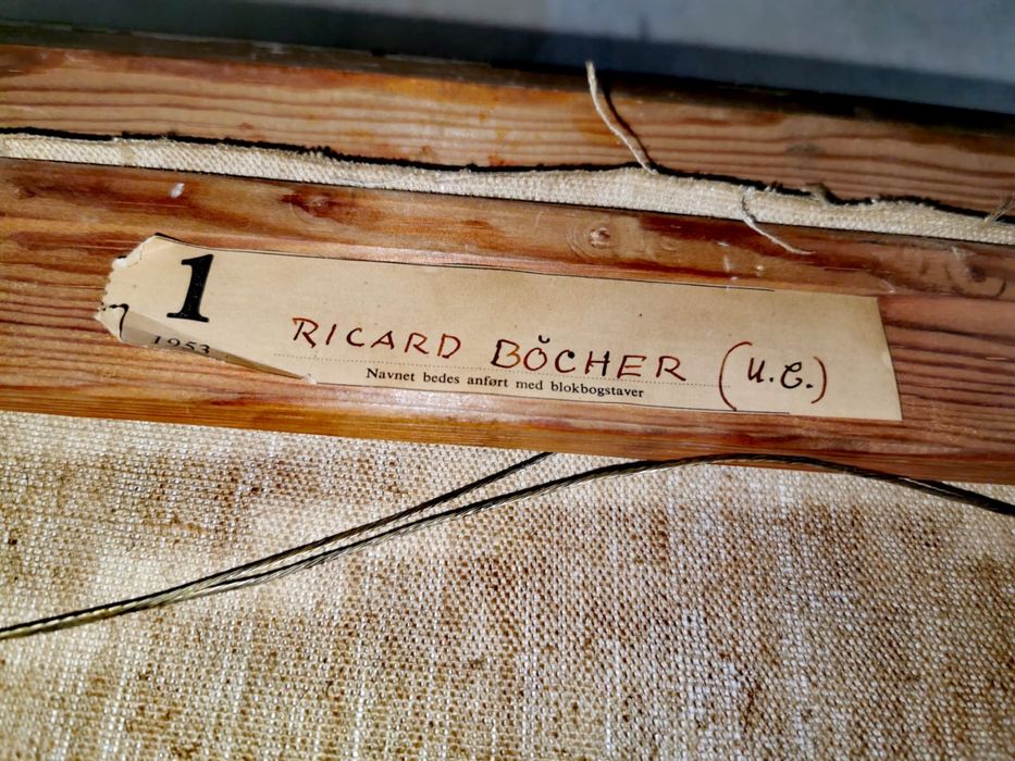 Картина платно рамка паспарту пейзаж селска къща авторска подписана