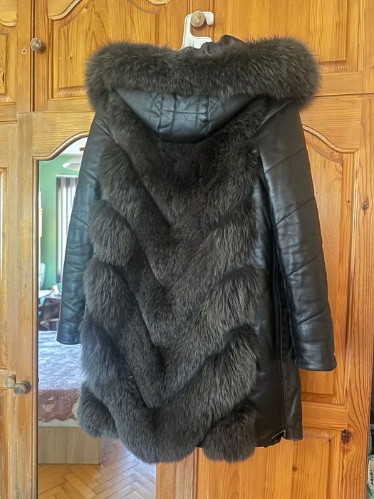 Кожено палто с естествена кожа и косъм