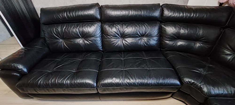 Черен диван-ест. телешка кожа