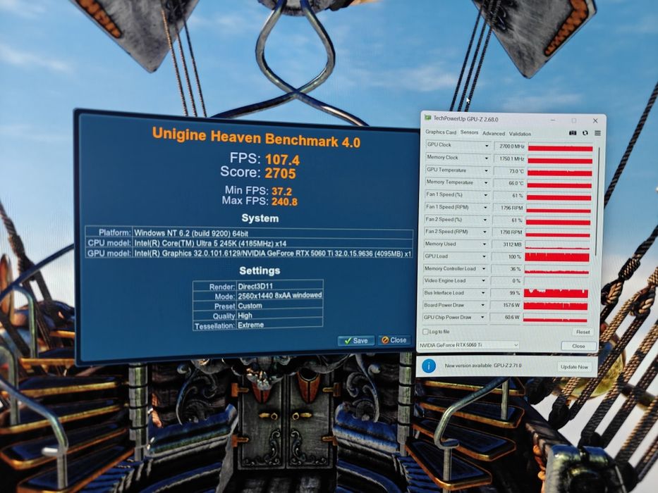 Calculator PC Gmaing  I5 Ultra 245k, RTX 5060ti 16gb, Cooler pe apă RGB