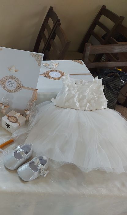 Бебешка рокля за кръщене/рожден ден - комплект