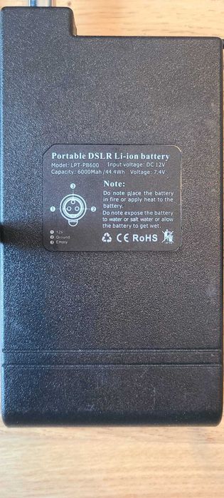 Kit Alimentare Continuă DSLR / Mirrorless – DC Coupler DR-E6 + Baterie Externă Li-ion 6000mAh - folosit