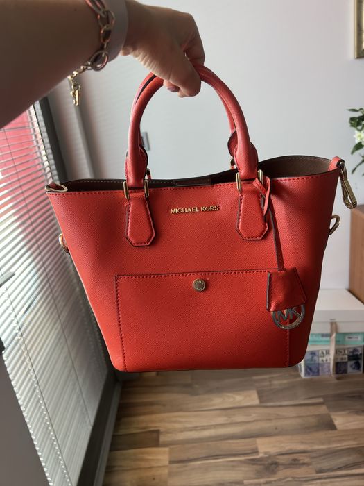 Дамска чанта Michael Kors цвят корал