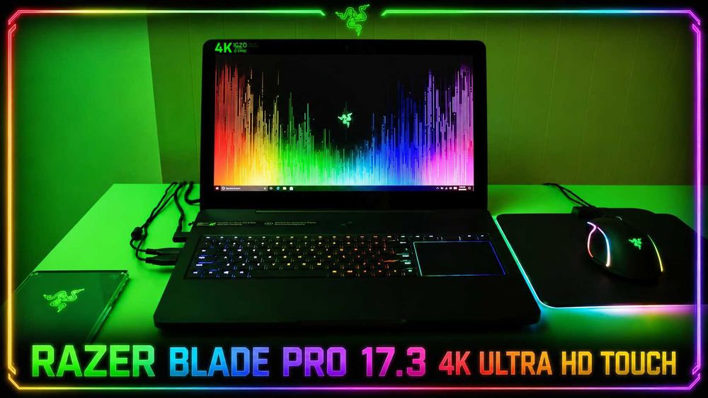 Razer Blade Pro 17.3 4K IGZO Touch/Intel Core i7-7820HK/NVidia GeForce GTX 1080 8GB/32GB RAM/1TB SSD NVMe пълен комплект 2 кутии и книжки