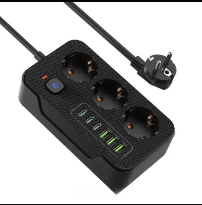 Разклонотел с 3 контакта, 3 usb A и 3 usb C