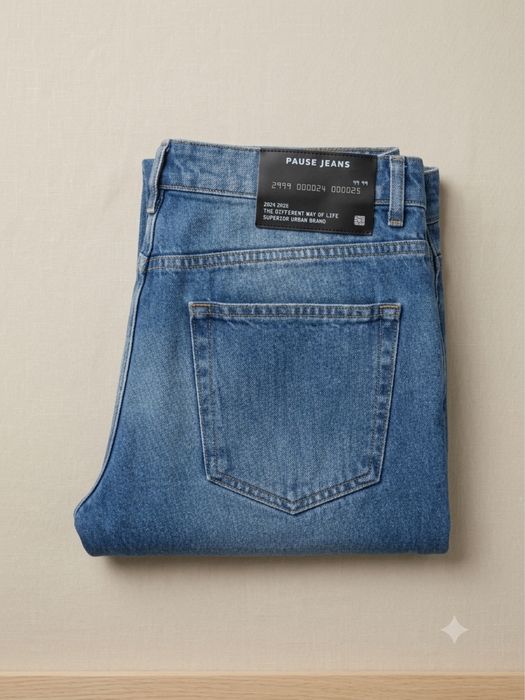 Модерни сини дънки Pause Jeans с асиметрично закопчаване и шевове – размер 38