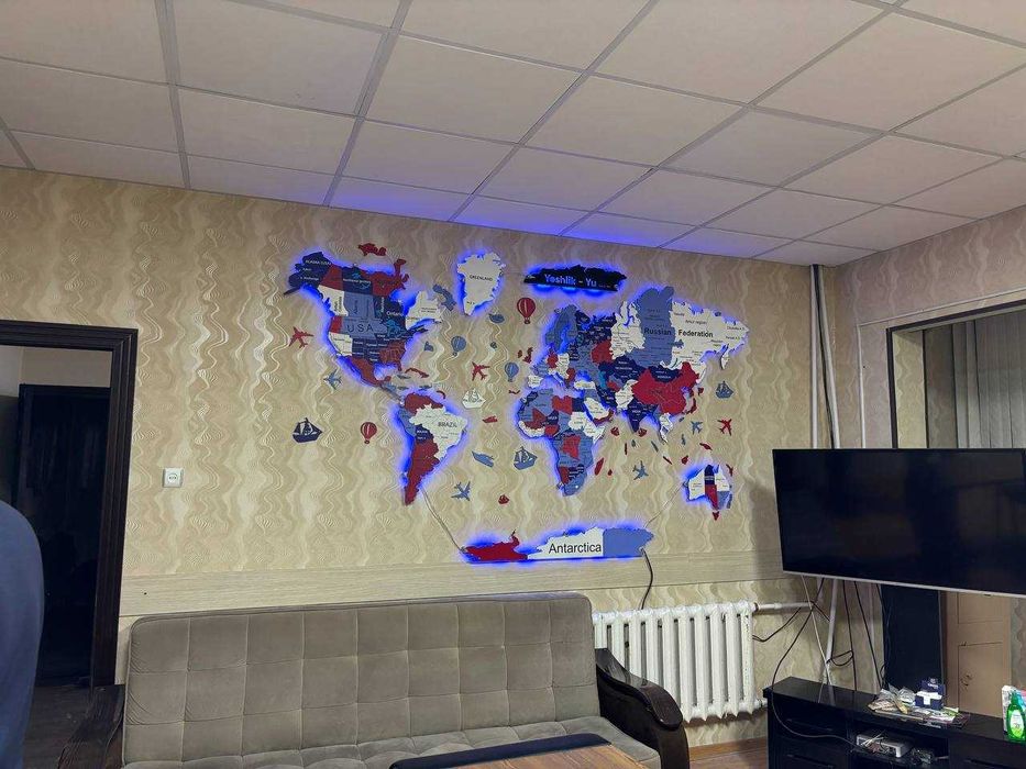 Интерьерная 3D карта мира