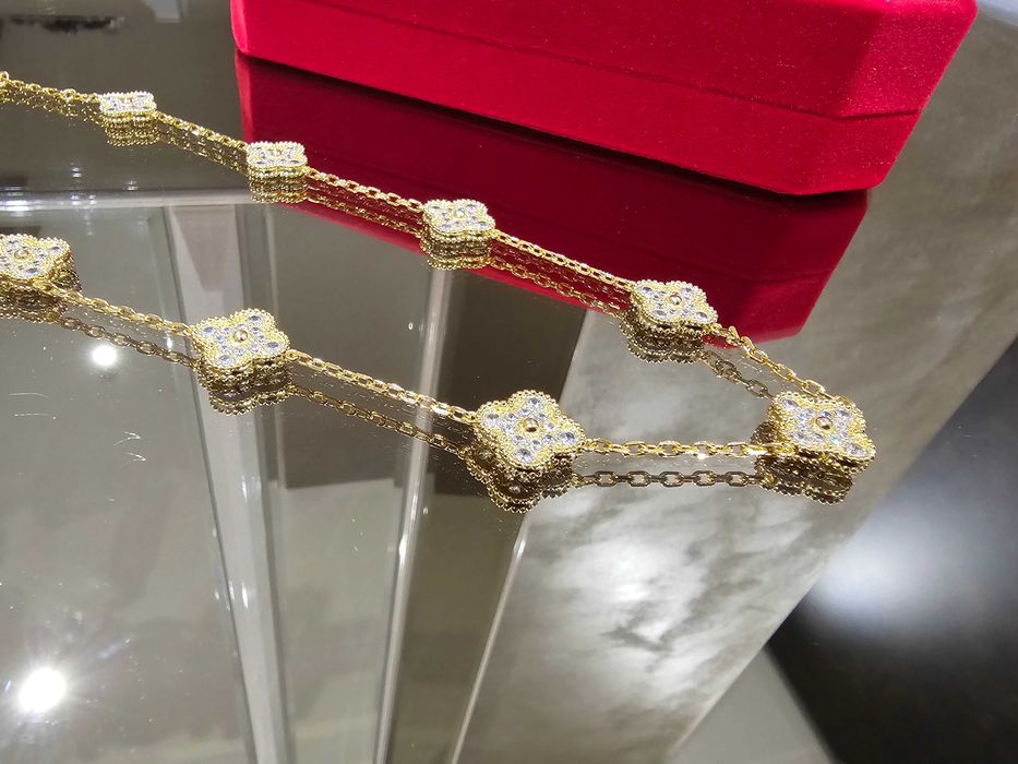 Van Cleef & Arpels VCA Gold Diamond 10 Motifs Alhambra Дамско Колие