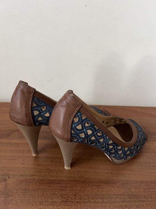 Обувки на ток, естествена кожа