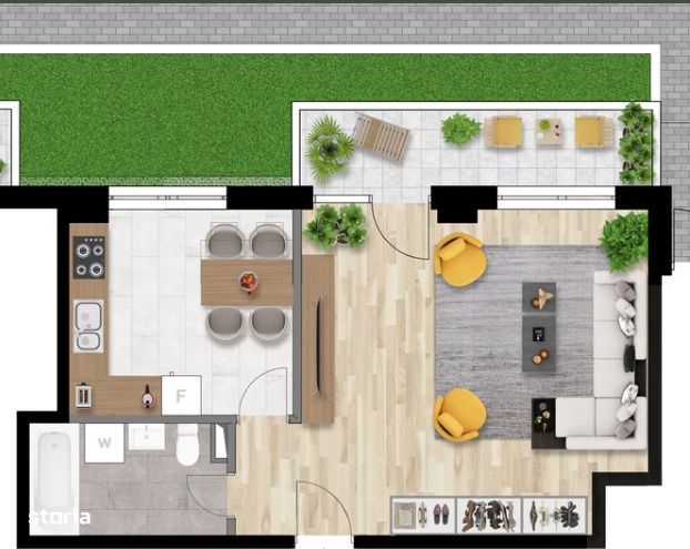 Apartament 1 CAM, SU 43.32MP, 1 balcon , zona INTRE LACURI