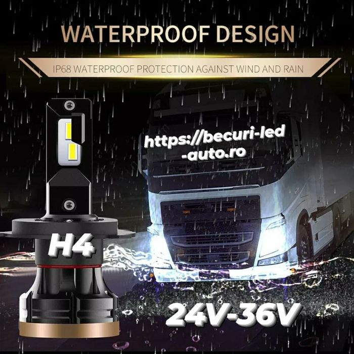 Două Becuri Led H1,H4,H7,H8,H9,H11, EXCLUSIV 24V-36V (24000LM/200W)