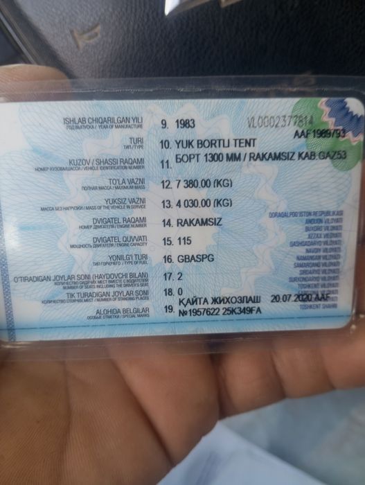 Sotiladi gaz 3309 kuzf uzunligi 5.80 qayta jihoz bor