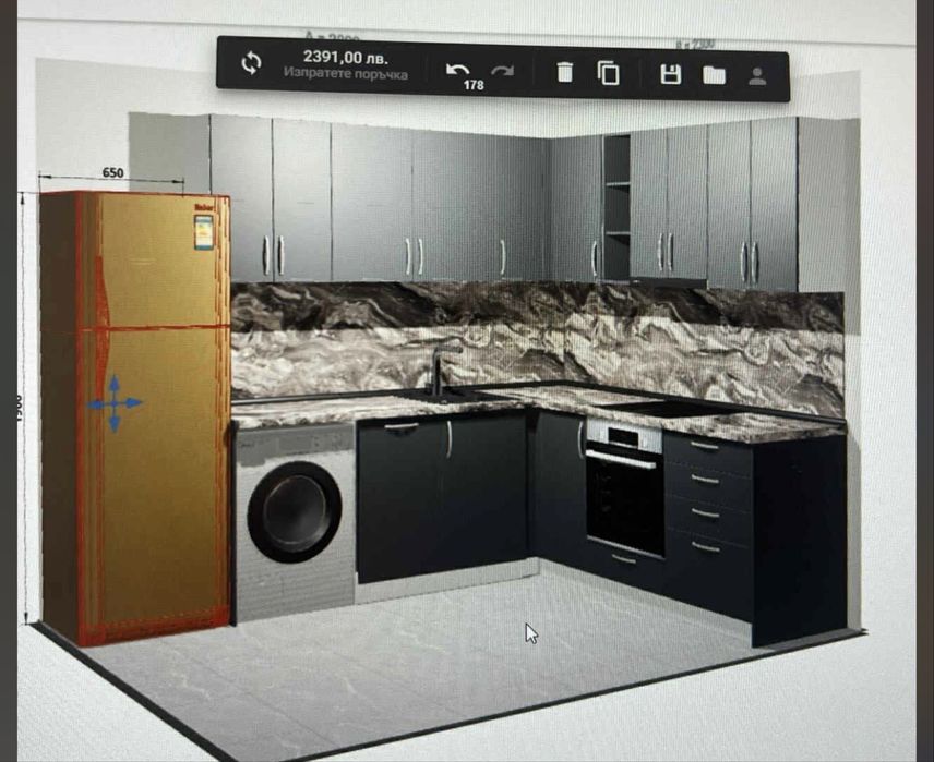 Модулна кухня ъгъл 2,50/2,50