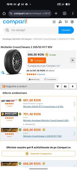 205/55R17  Michelin Cross climate 2020 all season stare foarte buna