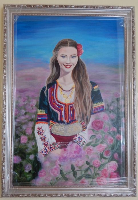 "Българка", акрилни бои на платно, рамкирана