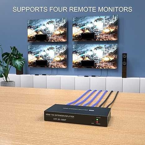 PWAYTEK HDMI екстендър, сплитер (1 вход 4 изхода) 1080P-60Hz