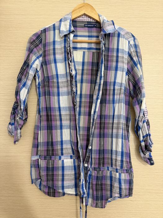 Camasa dungi carouri mov albastru bumbac Terranova M