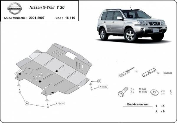 Scut motor metalic pentru Nissan X-Trail 2001-prezent - otel 2-3mm