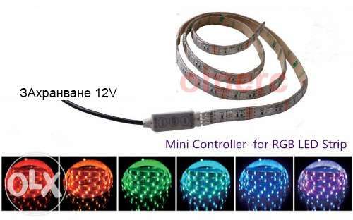 Мини контролер за Rgb светодиодна Led лента 144w 3бутона лед контролер