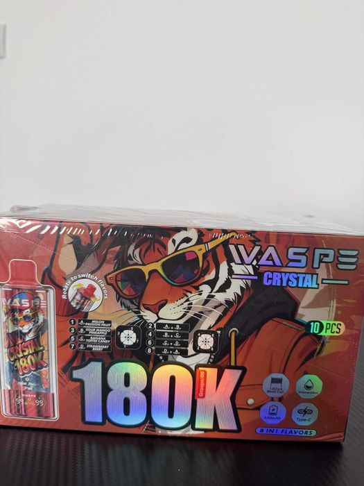 Waspe 180,000 reincarcabil 8 in 1. 4 arome diferite per device/ Pachet 3 bucati