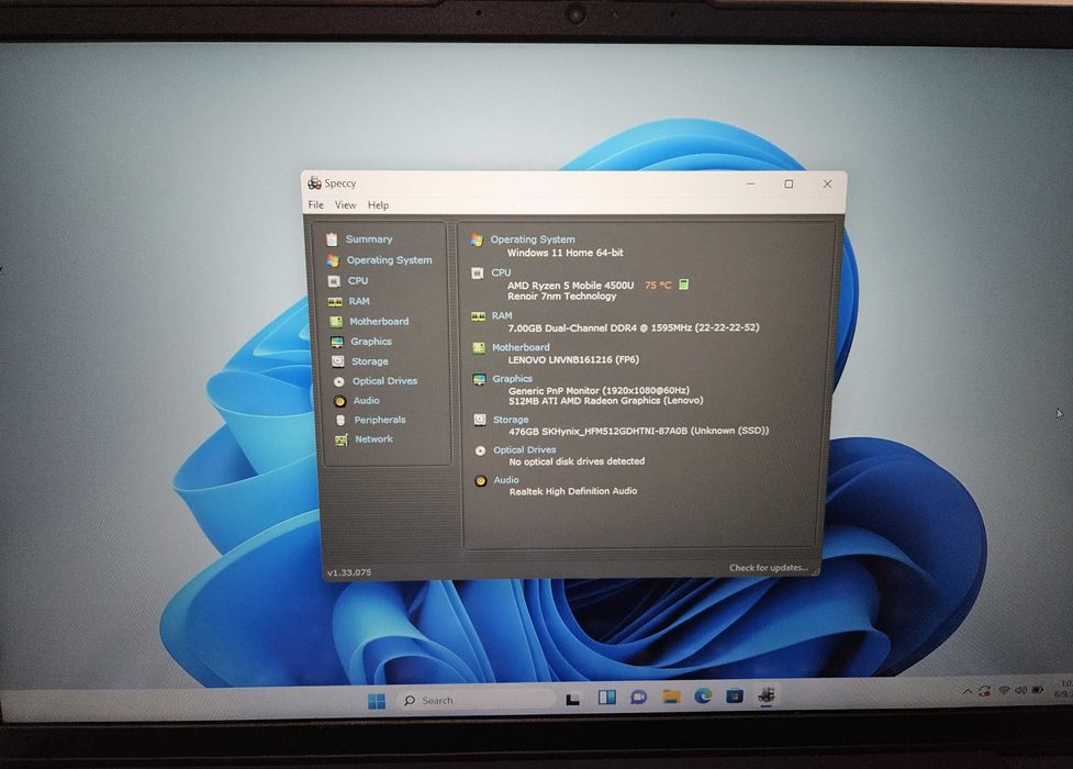 Laptop 15.6" Lenovo Ideapad 15 AMD ryzen 5 4500u  8 gb ram 512gb ssd