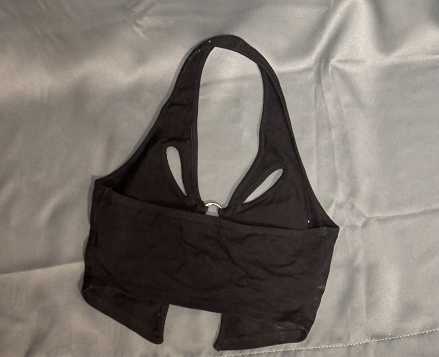 Черен топ с гол гръб Shein