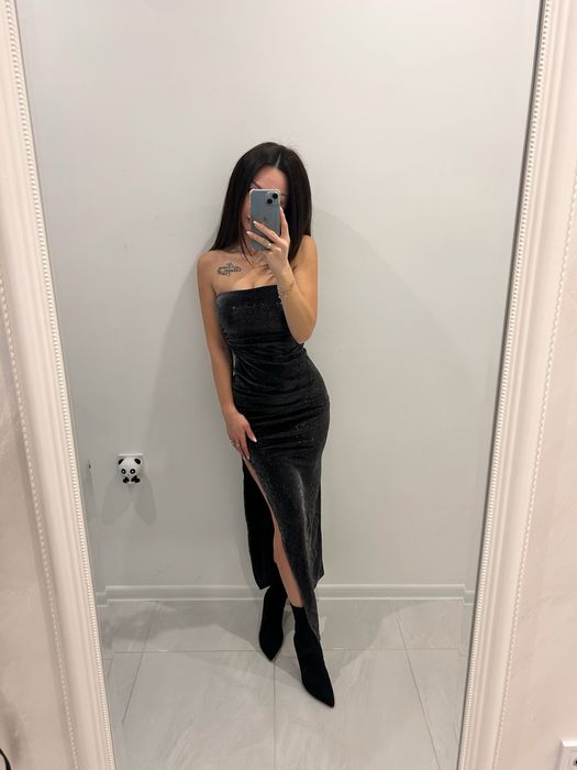 Блестяща рокля с цепка- Bershka