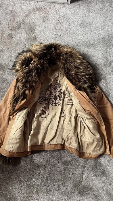 Кожено яке с яка от естествен косъм