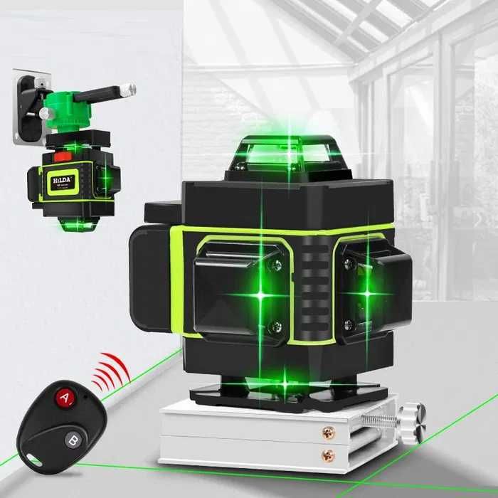 Nivelă Laser HILDA 4D 16 Linii, Fascicul Verde 360°, Auto-Nivelare nou
