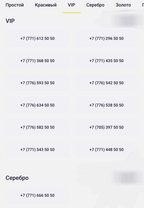 Vip номера телефонов
