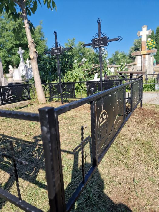 Felinar granit negru masa granit fier forjat gard cruce mormânt