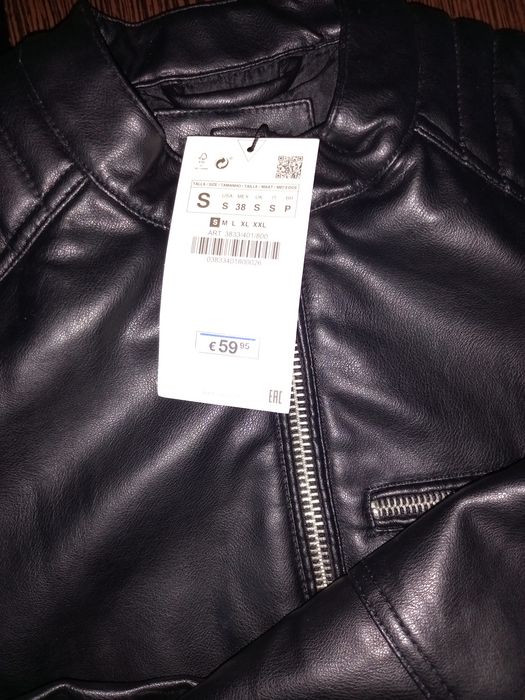 Geaca de piele neagra Zara S pentru barbati