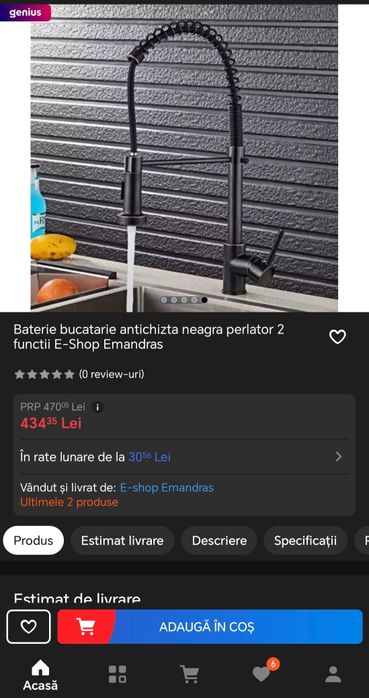 Baterie bucatarie profesionala, cu dus, 2 functii - Nou Nouta