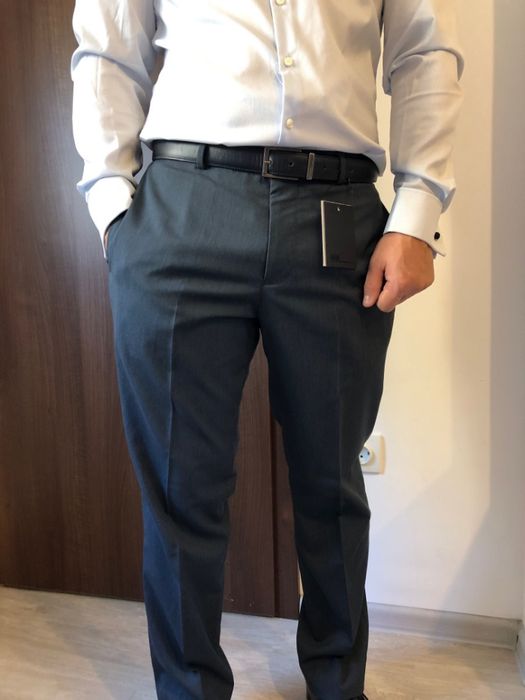 Pantaloni costum ASOS slim fit, gri, noi