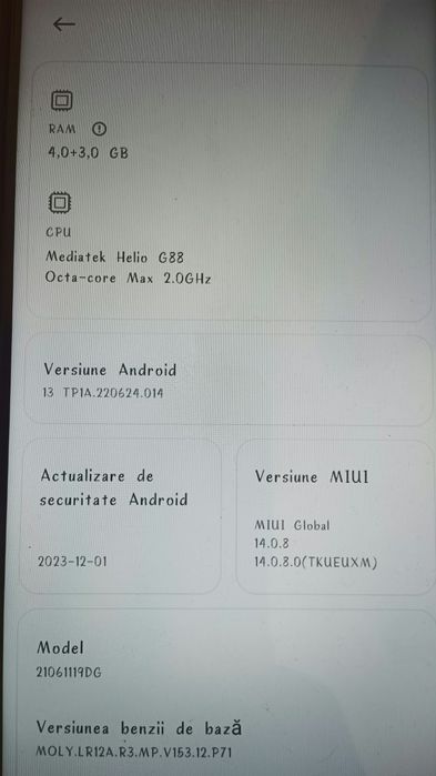 Vând telefon Xiaomi Redmi 10 (culoare alb / Pebble White), perfect funcțional și bine întreținut.