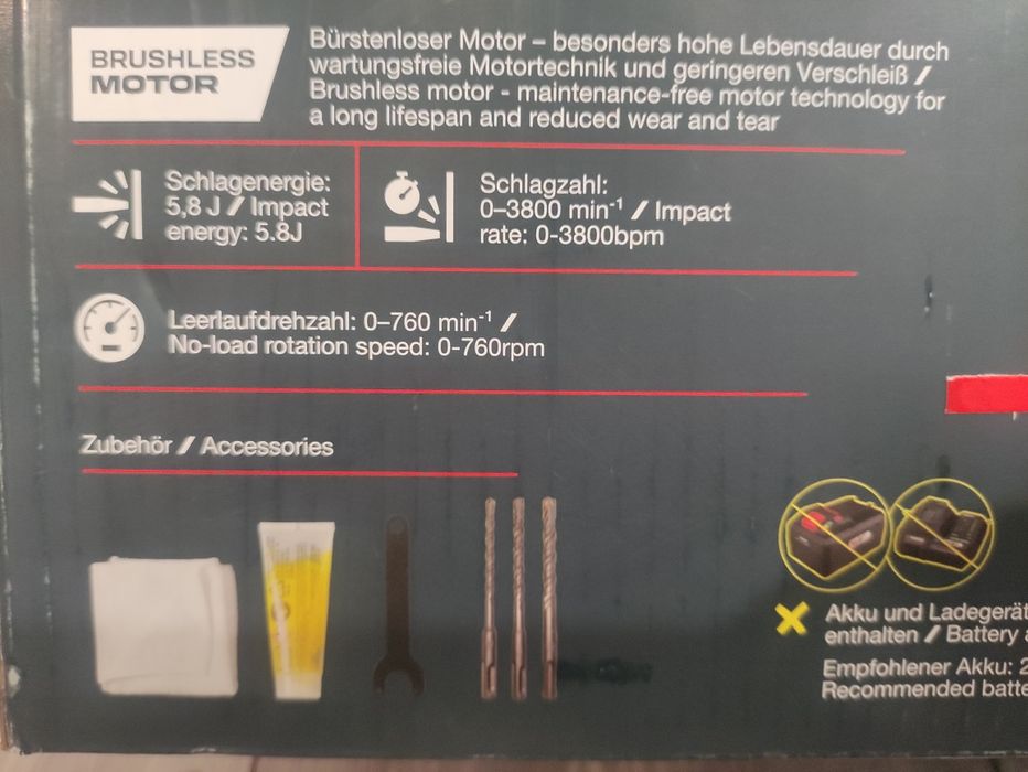 Rotopercutor 5,8 Jouli Parkside Performance pe acumulator de 20 V