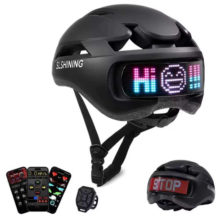 Cască bicicletă programabilă cu LED