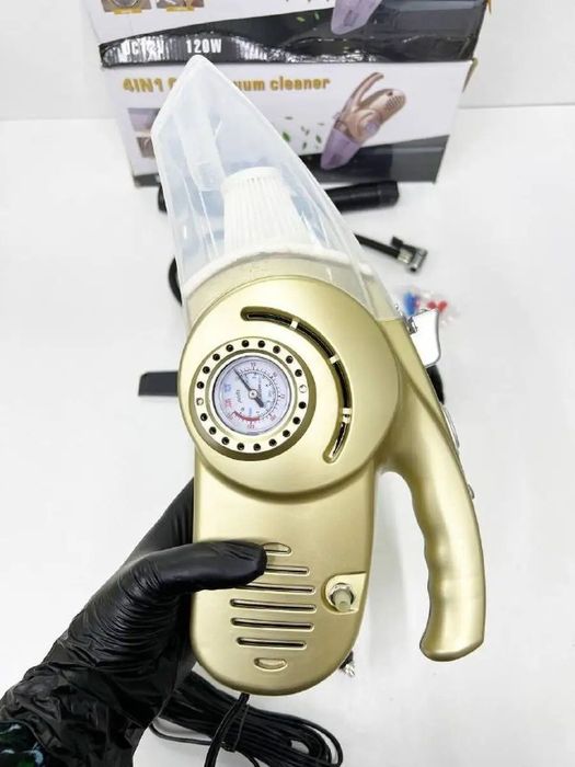 Автомобильный портативный пылесос 4.1 компрессор  с манометром